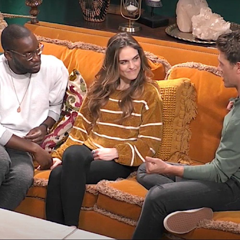 Double Zero Chenille Sweater gold & white striped